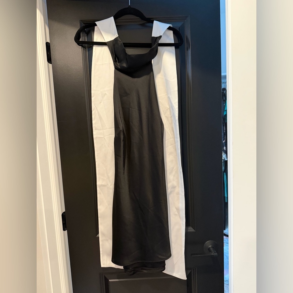 Show Me Your MuMu Black Backless Dress with White Bow